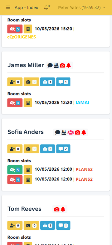 cqbooking booking list view on mobile